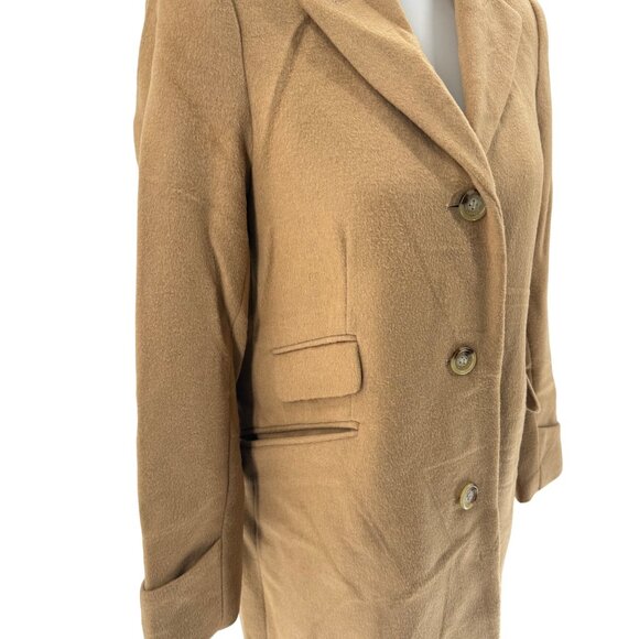 NWOT, Lauren Ralph Lauren Womens Tan Wool Blend Single Breasted Coat Size 4P - Picture 3 of 11